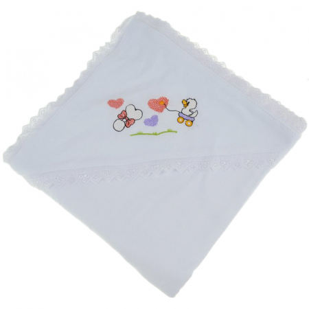 Prosoape - Prosop cu gluga 90 x 90 cm pentru fete Pifou 9001A17, Alb