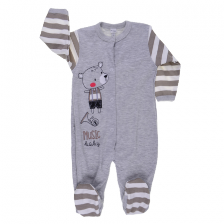 Salopete bebelusi baieti - Salopeta cu maneca lunga pentru baieti Koala Bobas 3996G-62, Gri