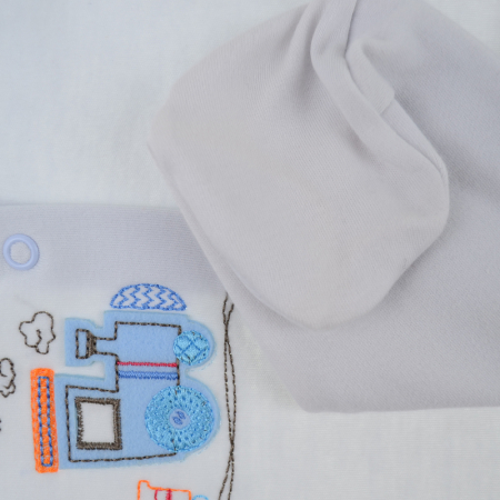Salopeta cu maneca lunga pentru baieti Amma Baby Train A01-0855-74, Alb [2]