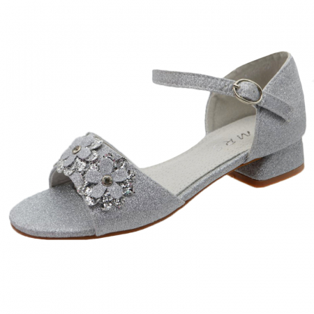 Sandale cu toc fete - Sandale cu toc pentru fete MRS M822-31, Argintiu