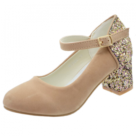 Pantofi cu toc fete - Pantofi cu toc pentru fete MRS R1502-25, Bej