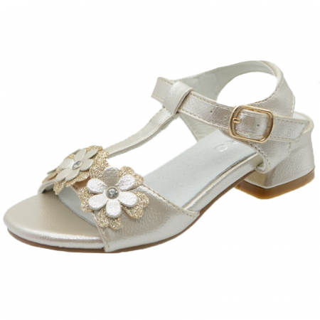 Sandale cu toc fete - Sandale cu toc pentru fete MRS R2021B-25, Bej