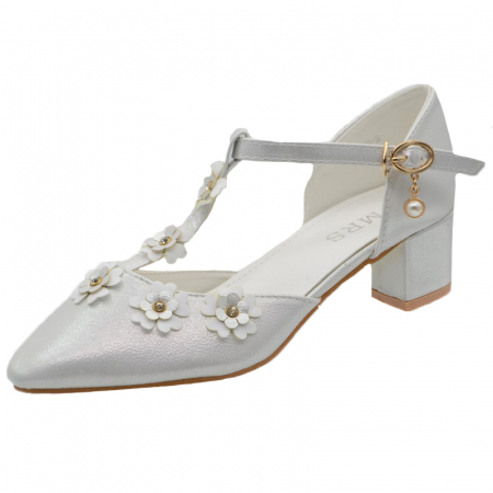 Pantofi cu toc fete - Pantofi cu toc pentru fete MRS M65-3A-30, Alb