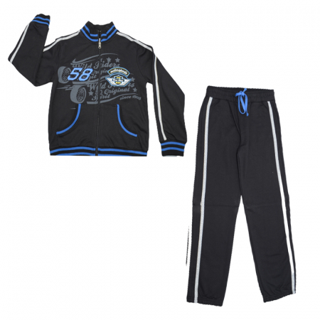Trening - Compleu 2 piese hanorac si pantaloni pentru baieti Wendee DS21104-2-146, Negru