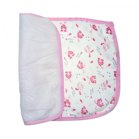 Aleza impermeabila si refolosibila din bumbac, 60 x 40 cm pentru bebe, Mini Junior ALZ0109R, Roz [2]
