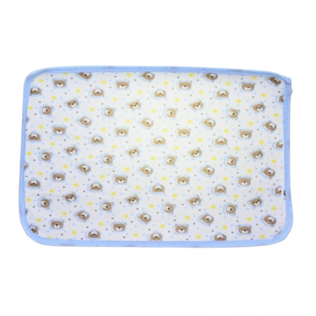 Aleze si chilotei scutec - Aleza impermeabila si refolosibila din bumbac 70 x 50 cm pentru bebe, Mini Junior ALZ0109A2, Albastru