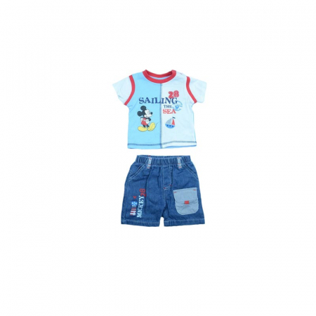 Compleuri baieti de vara - Compleu 2 piese de vara pentru baieti Disney Mickey Mouse AQE0016A-60 cm, Multicolor