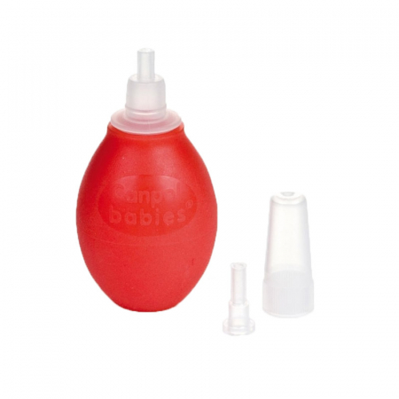 Aspiratoare nazale - Aspirator nazal cu varf din silicon 0+ luni Canpol Babies 9/119RO, Rosu