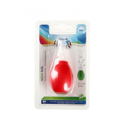 Aspirator nazal cu varf din silicon 0+ luni Canpol Babies 9/119RO, Rosu [2]