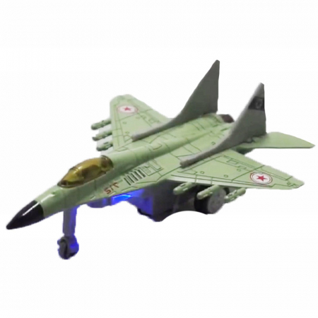 Joaca, activitati si ambalaje - Avion metalic cu sunete si lumini pentru baieti Midex MY66-048V, Verde