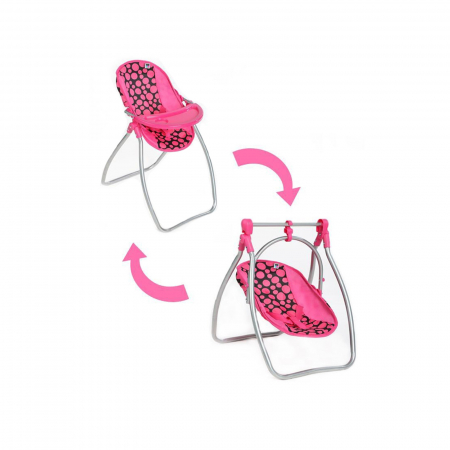 Carucioare papusi si accesorii - Balansoar 2 in 1 pentru papusi PlayTo 16831, Fucsia