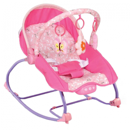Balansoar muzical cu vibratii 2 in 1 pentru bebelusi BabyMix BR212-18R, Roz [1]