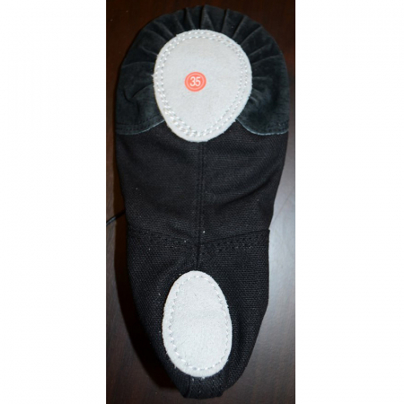 Pantofi din piele si panza pentru balet, gimnastica si dans, Mini Junior PB1111N, Negru [2]