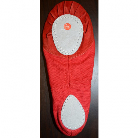 Pantofi din piele si panza pentru balet, gimnastica si dans, Mini Junior PB1111R, Rosu [1]