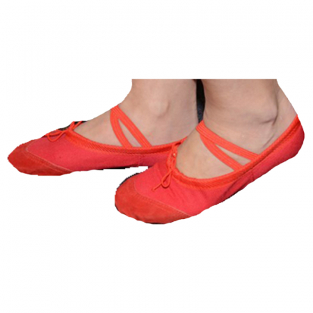 Pantofi din piele si panza pentru balet, gimnastica si dans, Mini Junior PB1111R, Rosu [3]