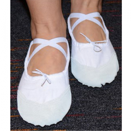 Pantofi din piele si panza pentru balet, gimnastica si dans, Mini Junior PB1111A, Alb [4]