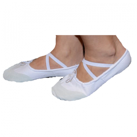 Pantofi din piele si panza pentru balet, gimnastica si dans, Mini Junior PB1111A, Alb [2]