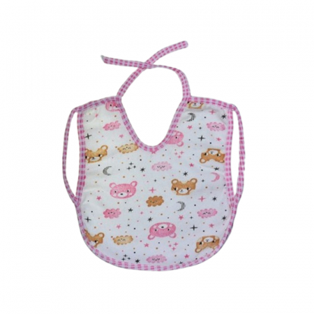 Bavete - Baveta cu 2 straturi, impermeabila pentru bebe, Mini Junior BVT0805R, Roz