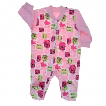 Salopete bebelusi fete - Salopeta cu maneca lunga pentru fete Mini Junior MJ75854-62, Roz