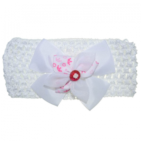 Accesorii par fetite - Bentita tricotata pentru fete TouDai Jewelry 140323-13, Alb