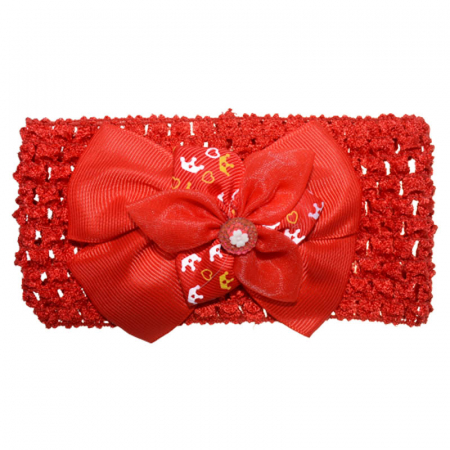 Accesorii par fetite - Bentita tricotata pentru fete TouDai Jewelry 140323-14, Rosu