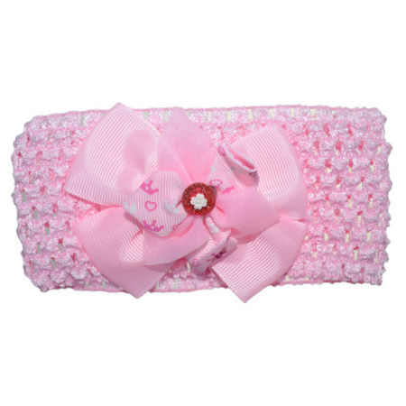 Accesorii par fetite - Bentita tricotata pentru fete TouDai Jewelry 140323-15, Roz