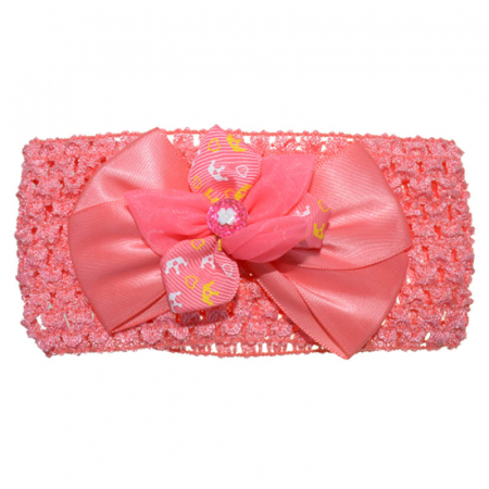 Accesorii par fetite - Bentita tricotata pentru fete TouDai Jewelry 140323-16, Coral