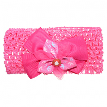 Accesorii par fetite - Bentita tricotata pentru fete TouDai Jewelry 140323-17, Fucsia