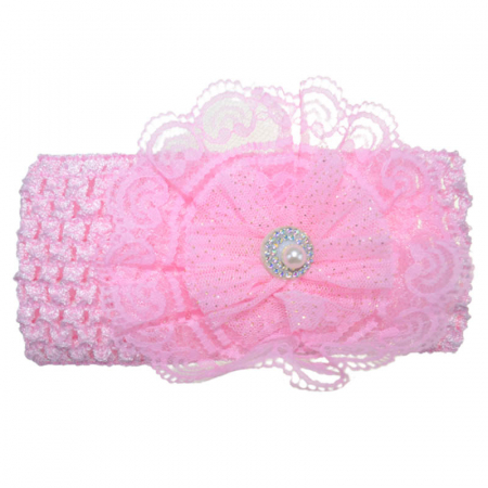 Bentite si turbane botez - Bentita tricotata pentru fete TouDai Jewelry 140323-18, Roz