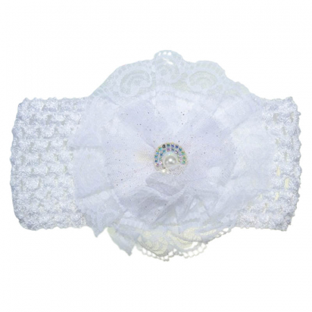 Bentite si turbane botez - Bentita tricotata pentru fete TouDai Jewelry 140323-21, Alb