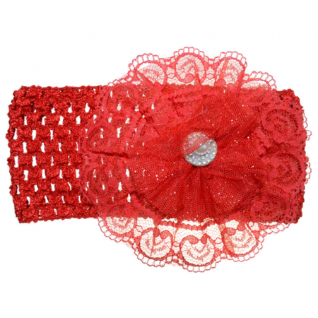Bentite si turbane botez - Bentita tricotata pentru fete TouDai Jewelry 140323-22, Rosu