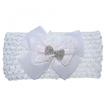 Bentite si turbane botez - Bentita tricotata pentru fete TouDai Jewelry 140323-24, Alb