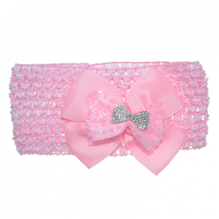 Bentite si turbane botez - Bentita tricotata pentru fete TouDai Jewelry 140323-25, Roz