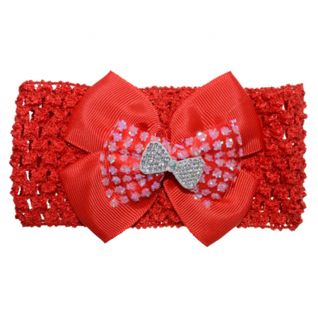 Bentite si turbane botez - Bentita tricotata pentru fete TouDai Jewelry 140323-27, Rosu
