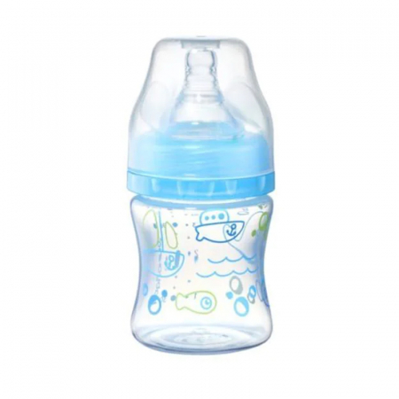 Biberoane si tetine - Biberon anti colici cu tetina din silicon 120 ml 0 luni+ BabyOno 402/03A, Albastru