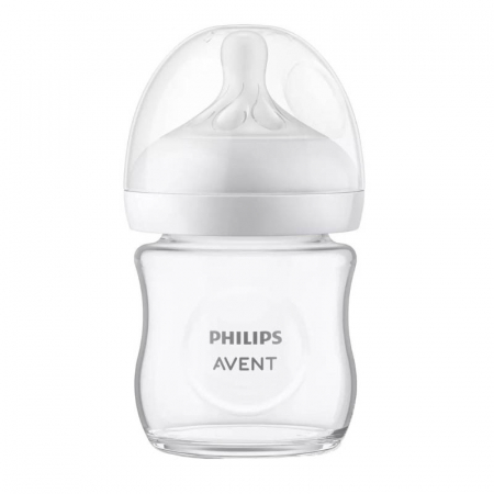Biberoane si tetine - Biberon cu tetina din silicon 125 ml Philips Natural Response SCY90002, Transparent