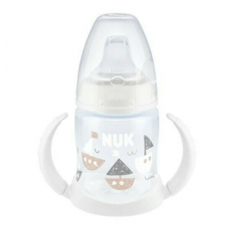 Biberoane si tetine - Biberon cu cioc, manere si termometru 150 ml Nuk First Choice Learner Bottle 743943-A, Alb