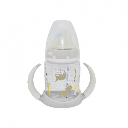 Biberoane si tetine - Biberon cu cioc, manere si termometru 6-18 luni M 150 ml Nuk Nature Sense 527656-1G, Gri