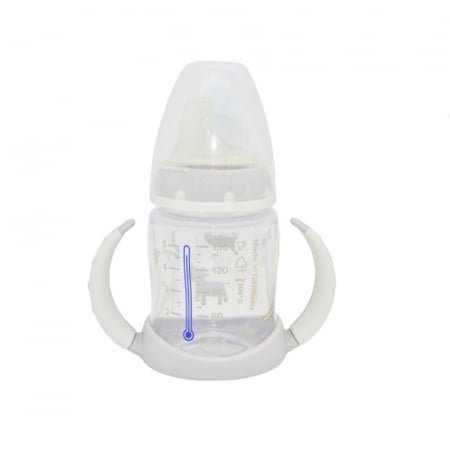 Biberon cu cioc, manere si termometru 6-18 luni M 150 ml Nuk Nature Sense 527656-1G, Gri [3]