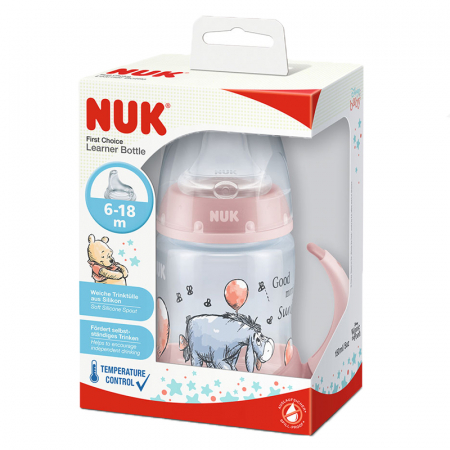 Biberon cu cioc si manere 150 ml Nuk First Choice Winnie the Pooh 527756-1, Roz [1]