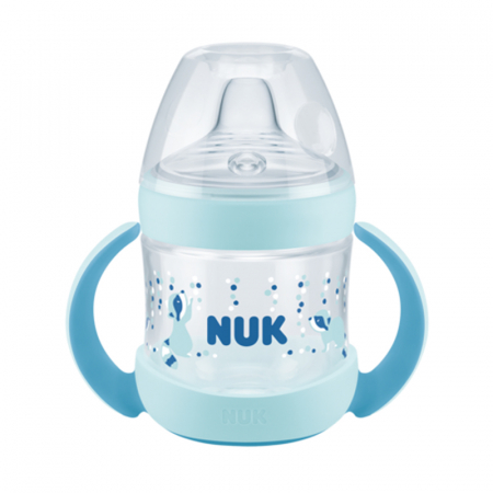 Biberoane si tetine - Biberon cu cioc si manere 150 ml Nuk Nature Sense 743927S, Albastru