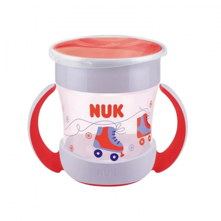 Biberoane si tetine - Biberon cu manere si sistem anti curgere 360°, 160 ml Nuk Mini Magic Cup, 751278R, Mov