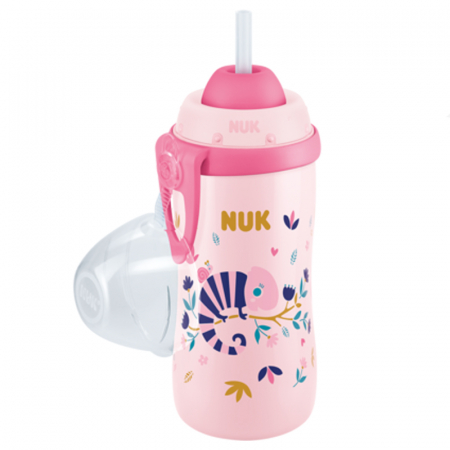 Biberon cu pai 300 ml Nuk First Choice Flexi Cup 255575, Roz [1]