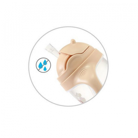 Biberon cu pai si manere 240 ml BabyOno Sippy Cup 1464/04, Crem [3]