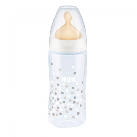 Biberoane si tetine - Biberon cu tetina din latex si termometru 300 ml Nuk First Choice+ 741927-3, Alb
