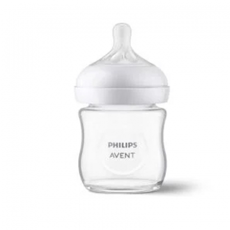 Biberon din sticla cu tetina din silicon ca sanul mamei 120 ml Philips Natural Response SCY930/01A, Alb [2]