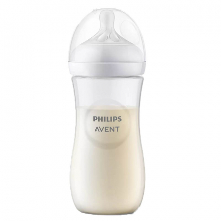 Biberoane si tetine - Biberon cu tetina din silicon 330 ml Philips Natural Response SCY906/01, Transparent