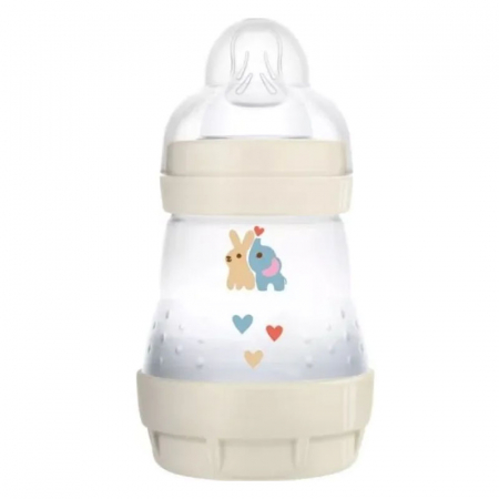 Biberoane si tetine - Biberon cu tetina din silicon 160 ml MAM Perfect Start Anti-Colic 831782, Crem