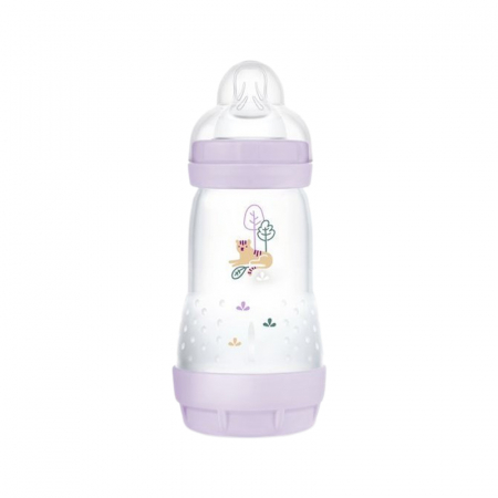 Biberoane si tetine - Biberon cu tetina din silicon, 260 ml MAM Perfect Start Anti-Colic, 851162, Mov