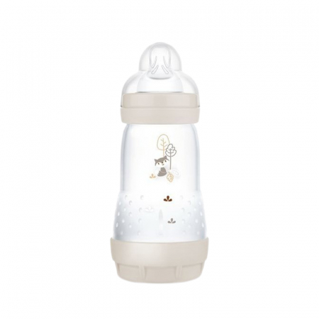 Biberoane si tetine - Biberon cu tetina din silicon, 260 ml MAM Perfect Start Anti-Colic, 851179, Crem